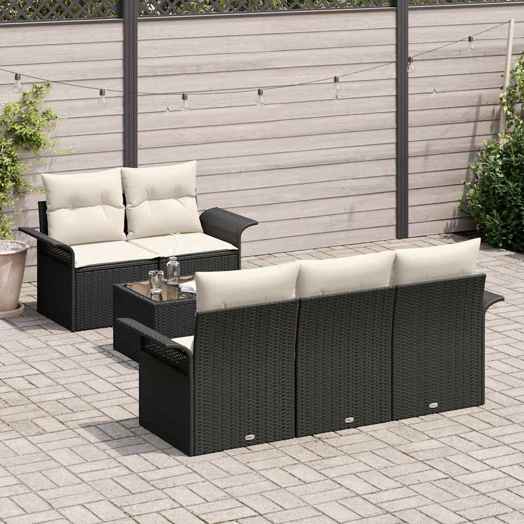 vidaXL Garten-Sofa-Set 6 pcs Schwarz und Creme 55 x 55 x 37 cm