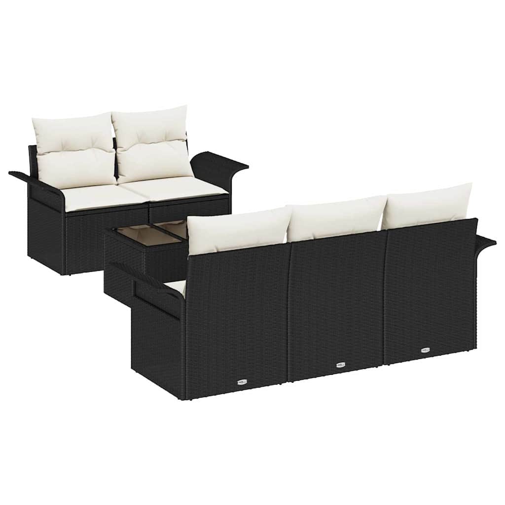 vidaXL Garten-Sofa-Set 6 pcs Schwarz und Creme 55 x 55 x 37 cm
