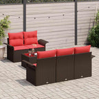 vidaXL Gartensofa-set mit Kissen 6 pcs Beige und Rot Poly-Rattan