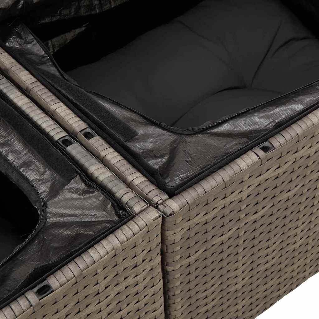 vidaXL Gartensofa-set mit Kissen mit Speicher 7 pcs Grau Poly-Rattan