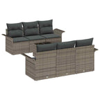 vidaXL Gartensofa-set mit Kissen mit Speicher 7 pcs Grau Poly-Rattan
