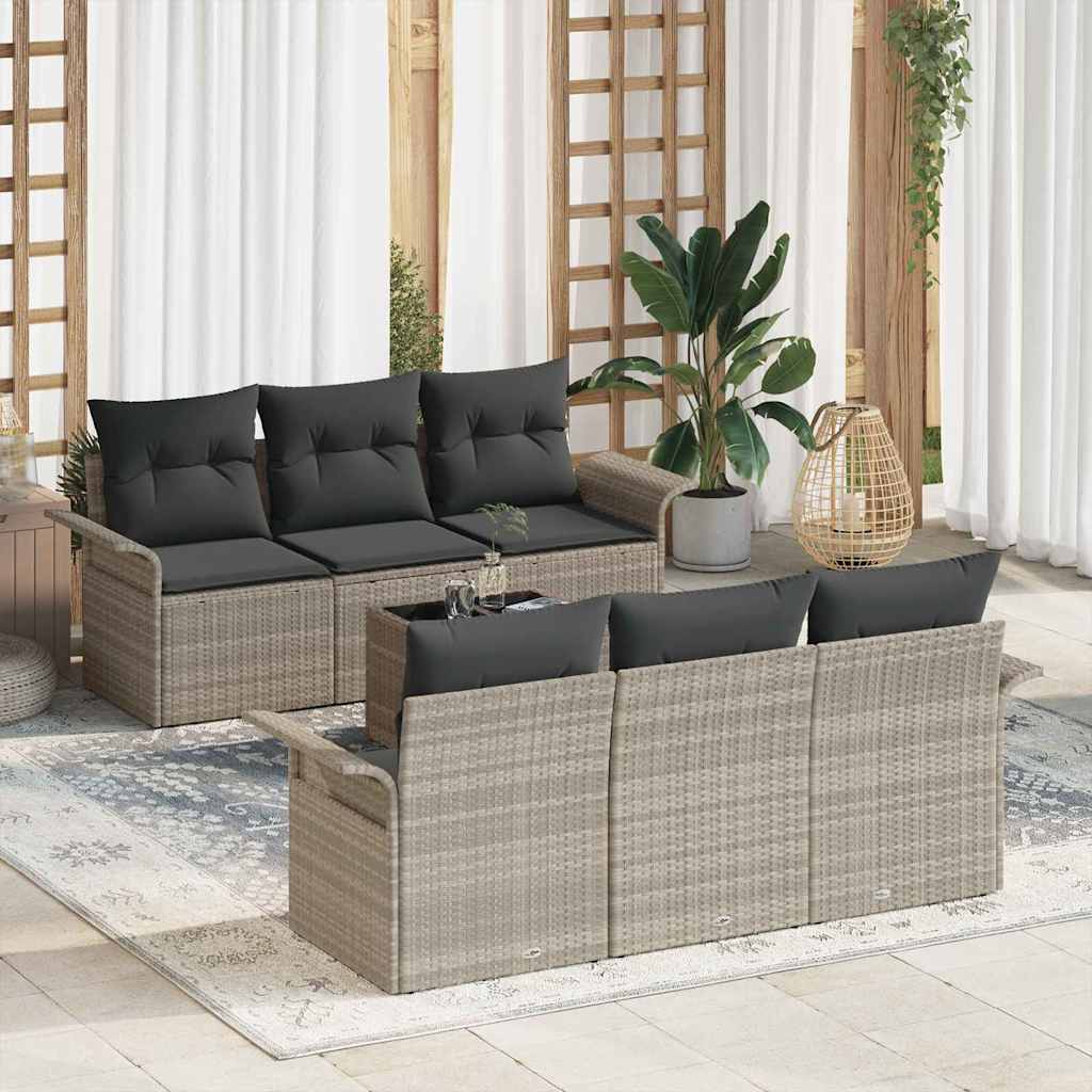 vidaXL Gartensofa-set 7 pcs Hellgrau und Dunkelgrau Poly-Rattan