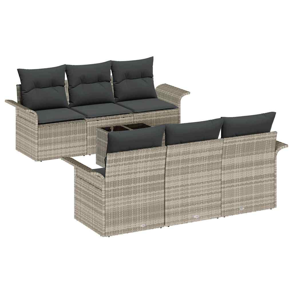 vidaXL Gartensofa-set 7 pcs Hellgrau und Dunkelgrau Poly-Rattan