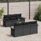 vidaXL Gartensofa-set mit Kissen 7 pcs Schwarz Poly-Rattan