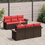vidaXL Garten-Sofa-Set mit Kissen mit Speicher 7 pcs Beige und Rot