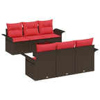vidaXL Garten-Sofa-Set mit Kissen mit Speicher 7 pcs Beige und Rot