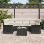 vidaXL Gartensofa-set 7 pcs Schwarz und Creme 55 x 55 x 37 cm