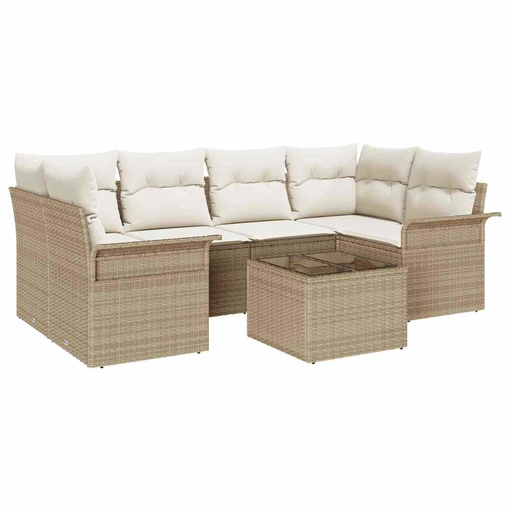 vidaXL Gartensofa-set mit Kissen 7 pcs Beige und Creme 55 x 55 x 37 cm