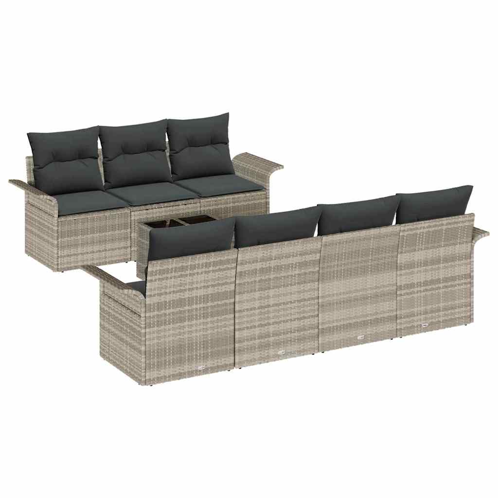 vidaXL Gartensofa-set 8 pcs Hellgrau und Dunkelgrau Poly-Rattan