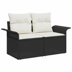 vidaXL Gartensofa-set mit Kissen 9 pcs Schwarz und Creme Poly-Rattan