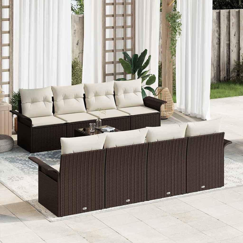vidaXL Gartensofa-set mit Kissen 9 pcs Braun und Creme 55 x 55 x 37 cm