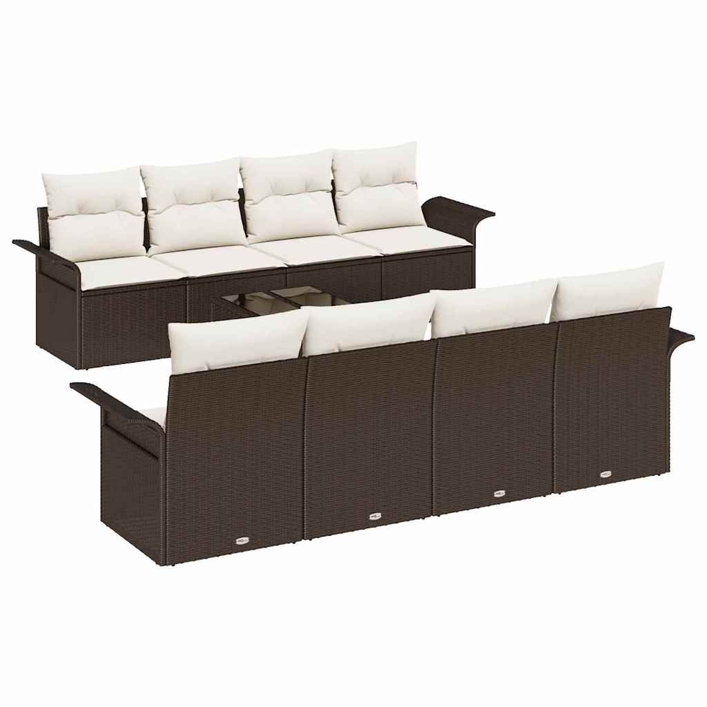 vidaXL Gartensofa-set mit Kissen 9 pcs Braun und Creme 55 x 55 x 37 cm