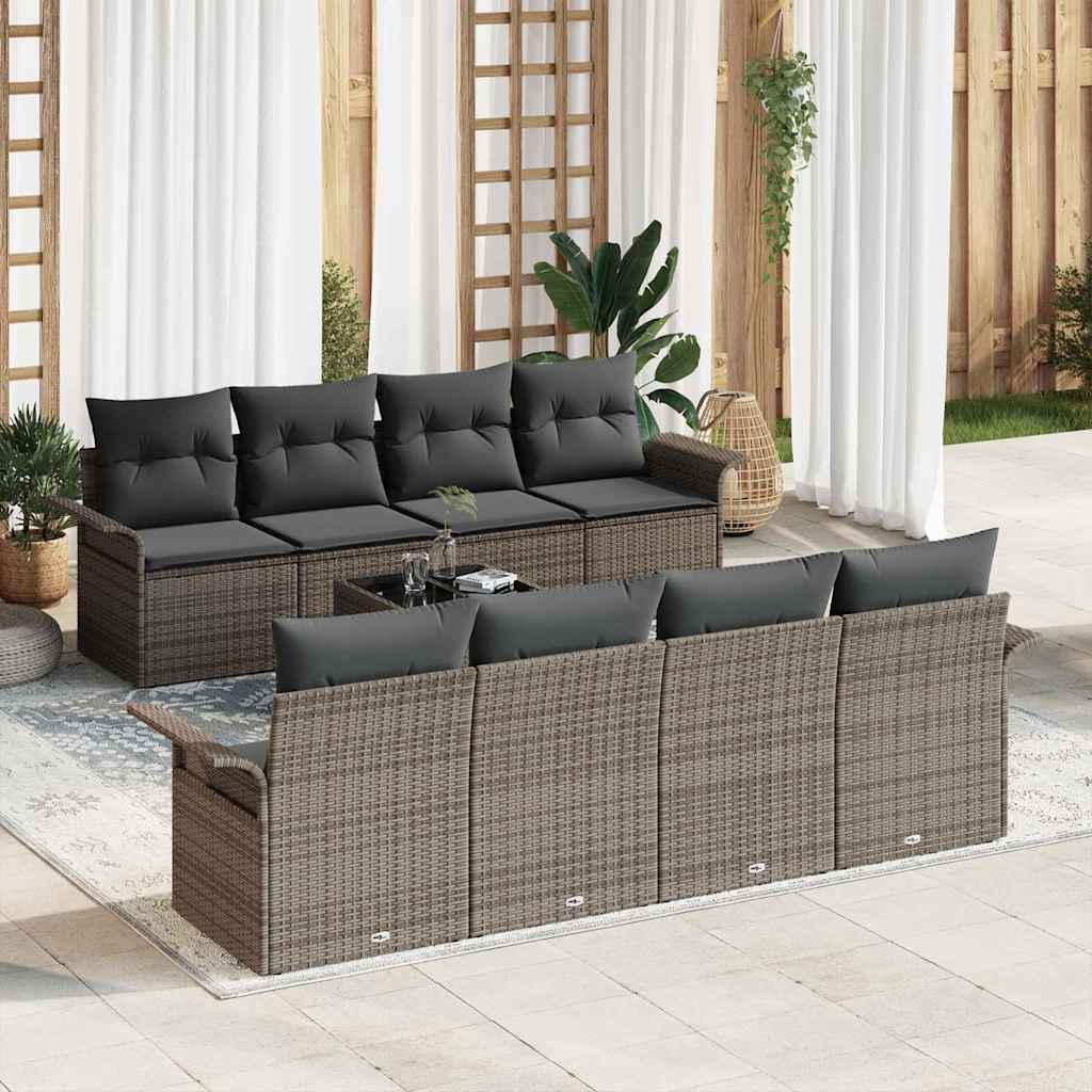 vidaXL Gartensofa-set 9 pcs Grau 55 x 55 x 37 cm Poly-Rattan