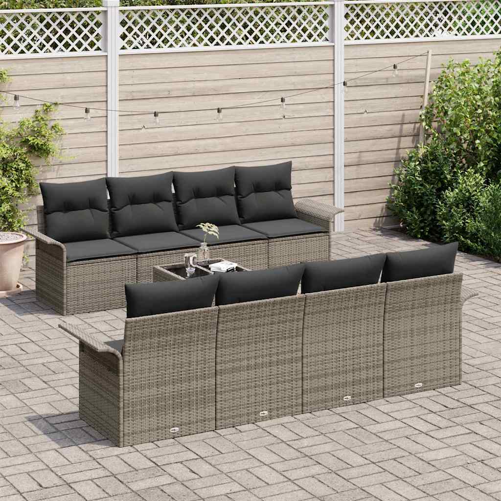 vidaXL Gartensofa-set 9 pcs Grau 55 x 55 x 37 cm Poly-Rattan