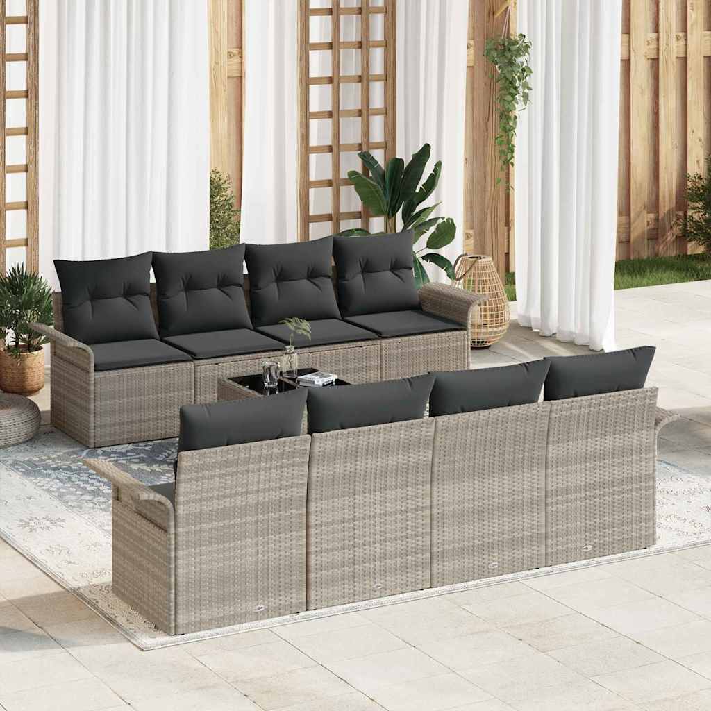 vidaXL Gartensofa-set 9 pcs Hellgrau und Dunkelgrau 55 x 55 x 37 cm