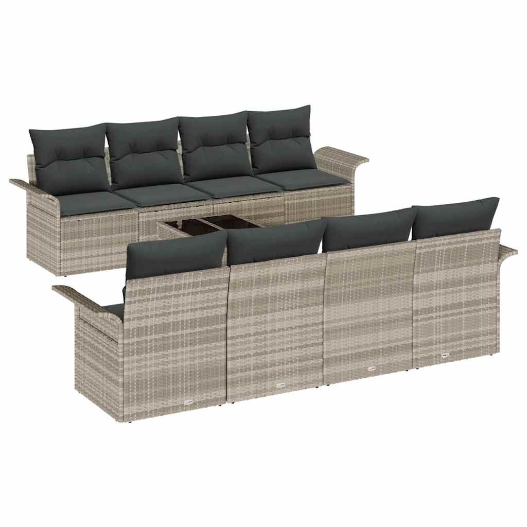 vidaXL Gartensofa-set 9 pcs Hellgrau und Dunkelgrau 55 x 55 x 37 cm