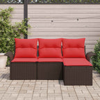 vidaXL Gartensofa-set mit Kissen mit Speicher 4 pcs Braun Poly-Rattan
