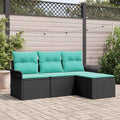 vidaXL Gartensofa-set mit Kissen 4 pcs Schwarz Poly-Rattan