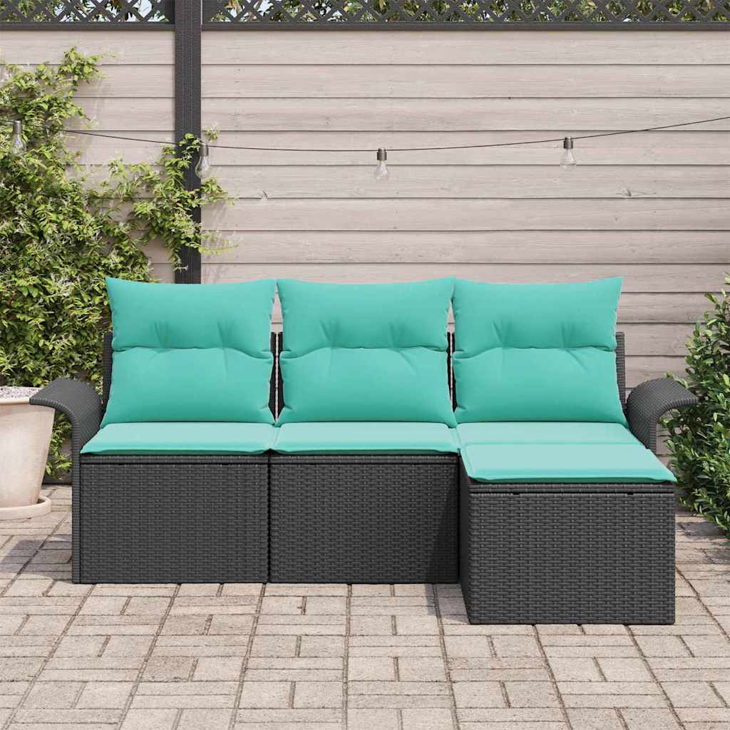 vidaXL Gartensofa-set mit Kissen 4 pcs Schwarz Poly-Rattan