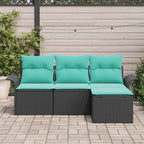 vidaXL Gartensofa-set mit Kissen 4 pcs Schwarz Poly-Rattan