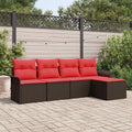 vidaXL Gartensofa-set mit Speicher 5 pcs Braun Poly-Rattan