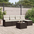 vidaXL Gartensofa-set mit Kissen mit Speicher 6 pcs Braun Poly-Rattan