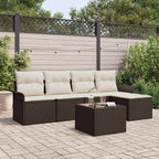 vidaXL Gartensofa-set mit Kissen mit Speicher 6 pcs Braun Poly-Rattan