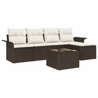 vidaXL Gartensofa-set mit Kissen mit Speicher 6 pcs Braun Poly-Rattan