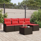 vidaXL Gartensofa-set mit Speicher 6 pcs Braun Poly-Rattan