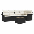 vidaXL Garten-Sofa-Set mit Kissen 6 pcs Schwarz Poly Rattan