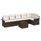 vidaXL Garten-Sofa-Set mit Kissen mit Speicher 7 pcs Braun Poly Rattan