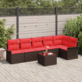 vidaXL Gartensofa-set mit Speicher 7 pcs Braun Poly-Rattan