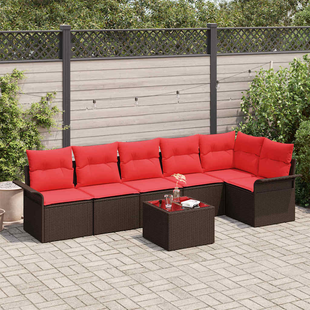 vidaXL Gartensofa-set mit Speicher 7 pcs Braun Poly-Rattan