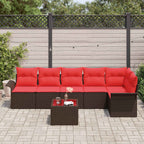 vidaXL Gartensofa-set mit Speicher 7 pcs Braun Poly-Rattan