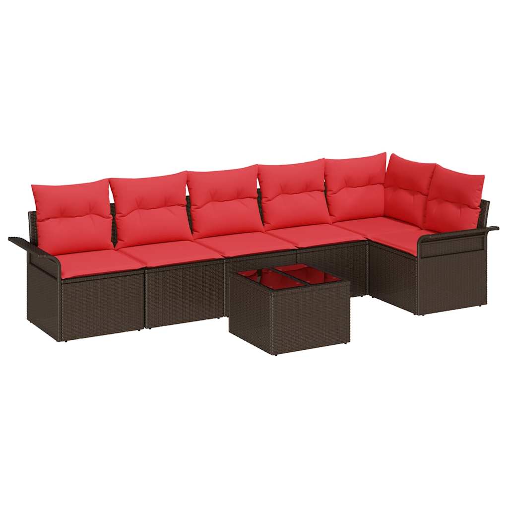 vidaXL Gartensofa-set mit Speicher 7 pcs Braun Poly-Rattan