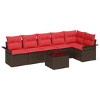 vidaXL Gartensofa-set mit Speicher 7 pcs Braun Poly-Rattan