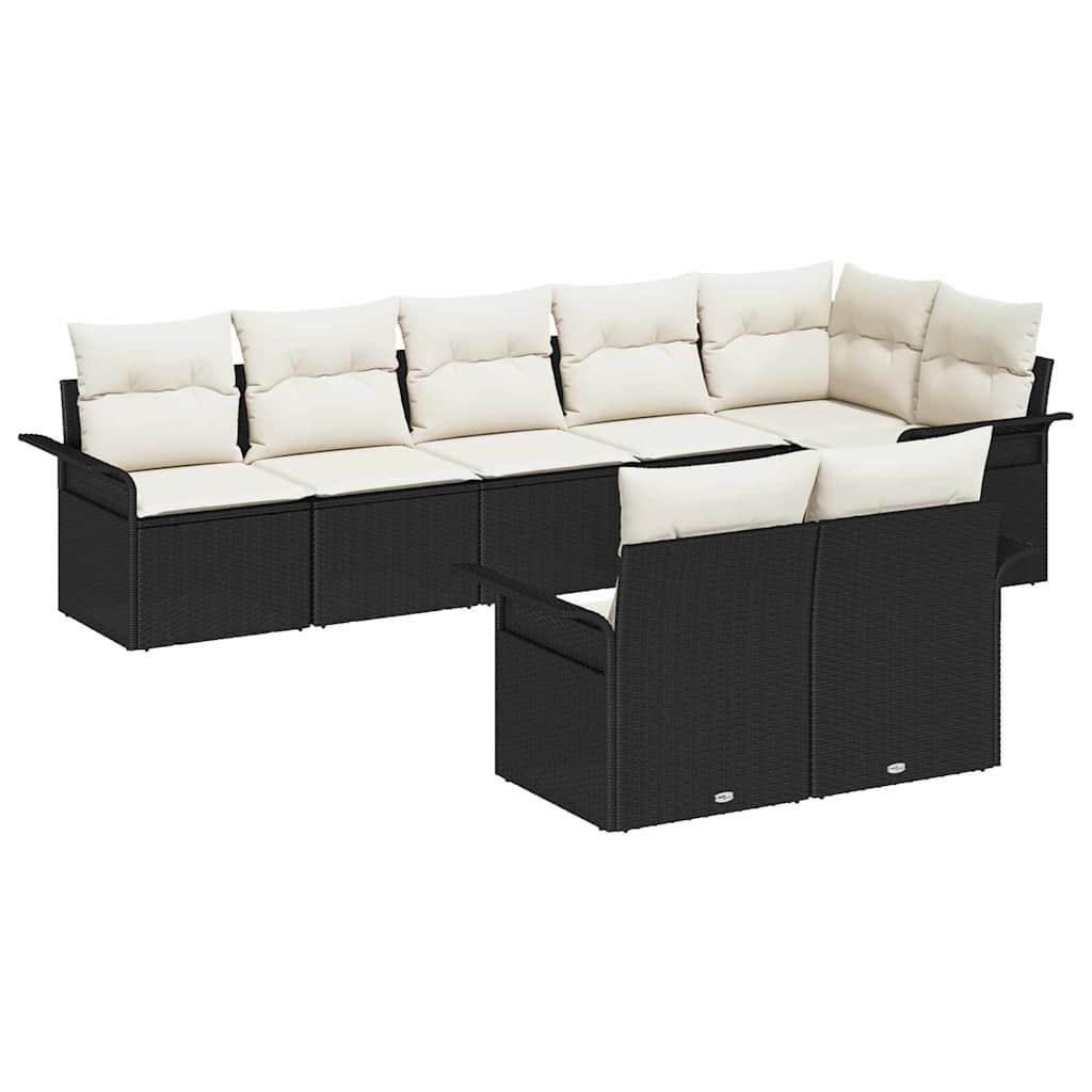 vidaXL Gartensofa-set mit Speicher 8 pcs Schwarz Poly-Rattan