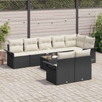 vidaXL Gartensofa-set mit Speicher 9 pcs Schwarz Poly-Rattan