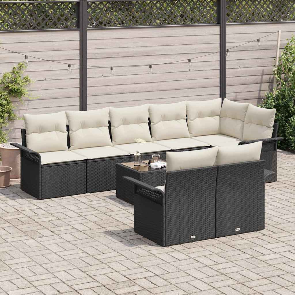 vidaXL Gartensofa-set mit Speicher 9 pcs Schwarz Poly-Rattan