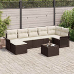 vidaXL Garten-Sofa-Set mit Kissen mit Speicher 8 pcs Braun Poly Rattan