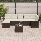 vidaXL Garten-Sofa-Set mit Kissen mit Speicher 8 pcs Braun Poly Rattan