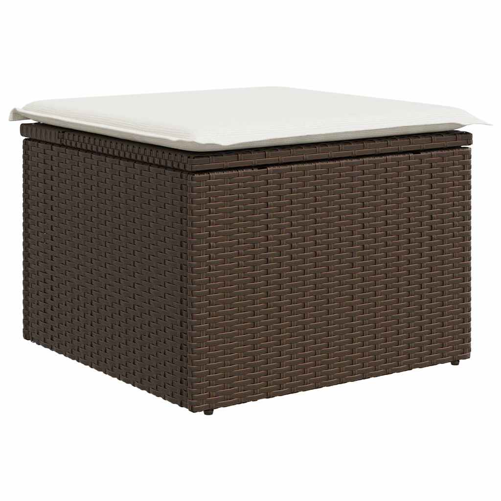 vidaXL Garten-Sofa-Set mit Kissen mit Speicher 8 pcs Braun Poly Rattan