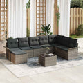 vidaXL Garten-Sofa-Set mit Kissen 9 pcs Schwarz Poly Rattan