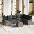 vidaXL Garten-Sofa-Set mit Kissen 9 pcs Schwarz Poly Rattan