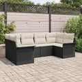 vidaXL Garten-Sofa-Set mit Speicher 6 pcs Schwarz Poly Rattan