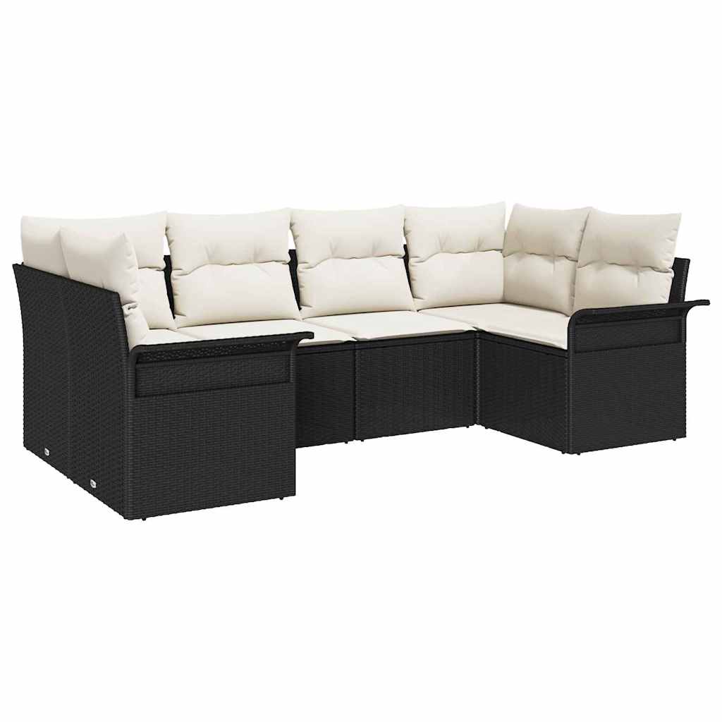 vidaXL Garten-Sofa-Set mit Speicher 6 pcs Schwarz Poly Rattan