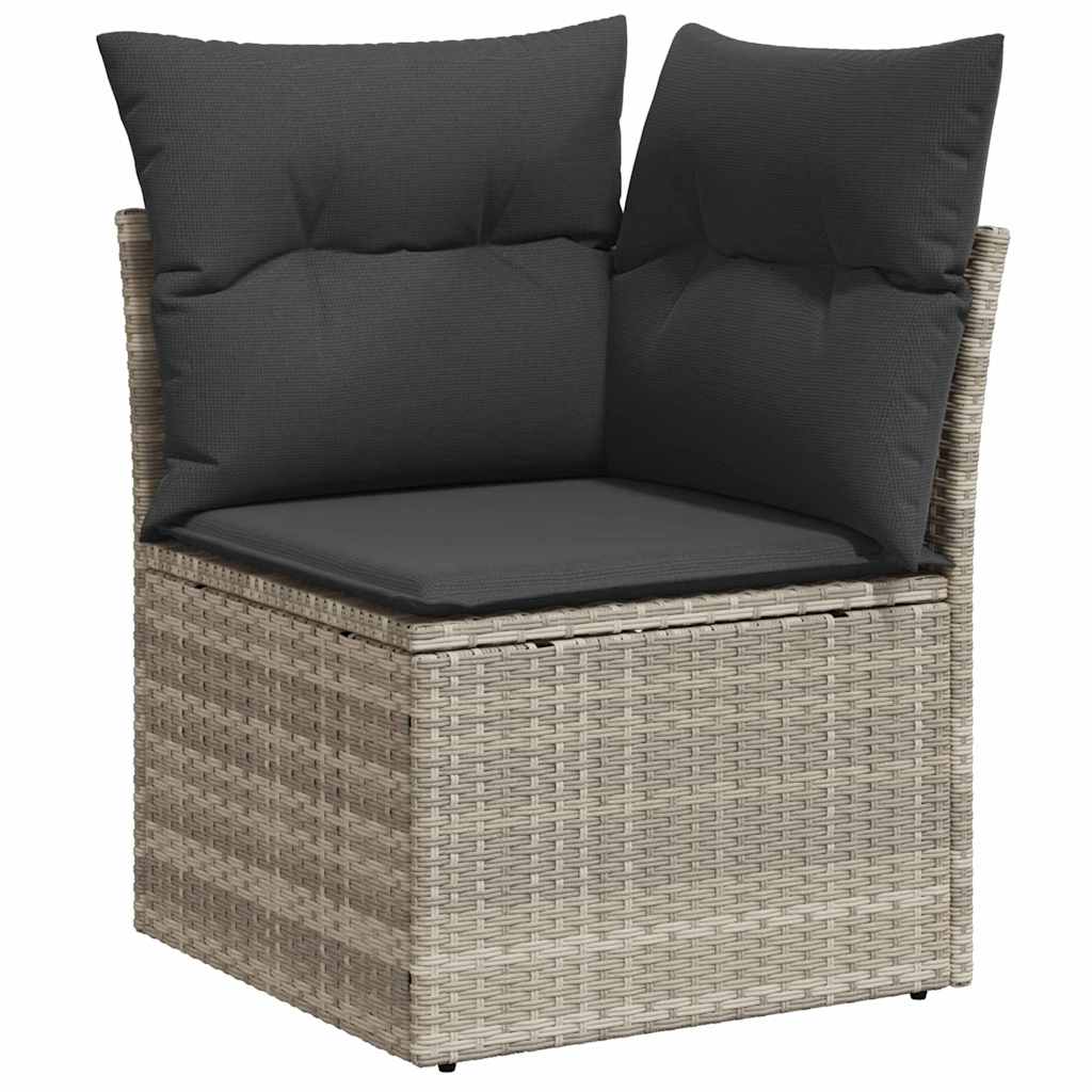 vidaXL Garten-Sofa-Set mit Kissen mit Speicher 11 pcs Grau Poly Rattan