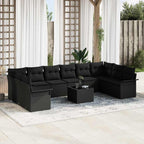 vidaXL Garten-Sofa-Set mit Kissen 11 pcs Beige Poly Rattan