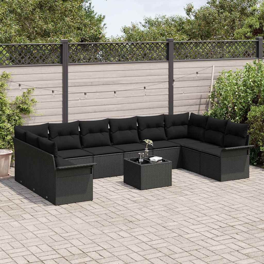 vidaXL Garten-Sofa-Set mit Kissen 11 pcs Beige Poly Rattan