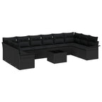 vidaXL Garten-Sofa-Set mit Kissen 11 pcs Beige Poly Rattan